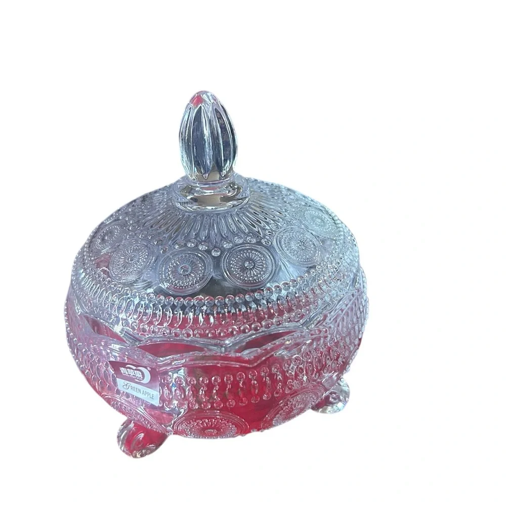 Vintage Digosoga Crystal Clear Candy Dish & Lid Glass Footed Two new